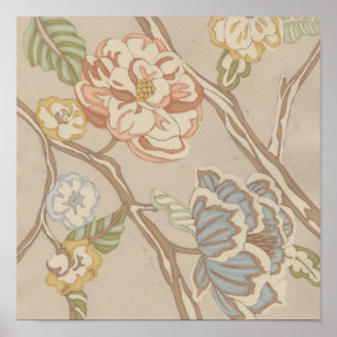 Poster Conception florale de chintz d'organza de