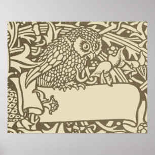 Poster Conception florale de hibou vintage de William Mor