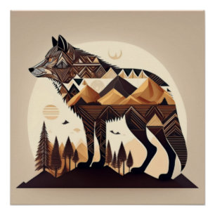 Poster Conception géométrique de la scène de la montagne