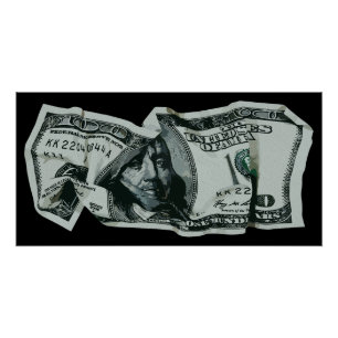 Poster Conception moderne d'un billet de 100 $ froissé