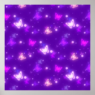 Poster Conception pourpre violette de papillons légers de