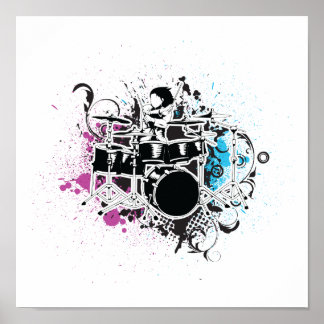 Poster conception vectorielle de batteur funky
