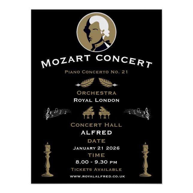 Poster Concert de musique de Mozart (Devant)