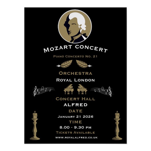 Poster Concert de musique de Mozart (Devant)