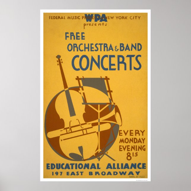 Poster Concerts d'orchestre gratuits 1938 WPA (Devant)