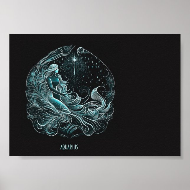 Poster conçu de l'étoile d'Astrologie Aquarius (Devant)