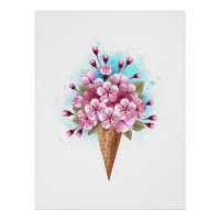 Cône rose Sakura crème glacée gaufre