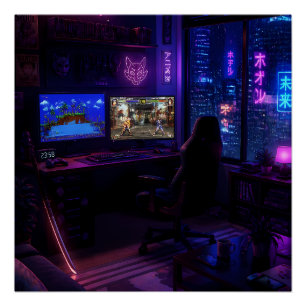 Poster Configuration de jeu Cyberpunk Art esthétique de c