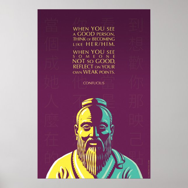 Poster Confucius citation : Quand vous voyez une bonne pe (Devant)