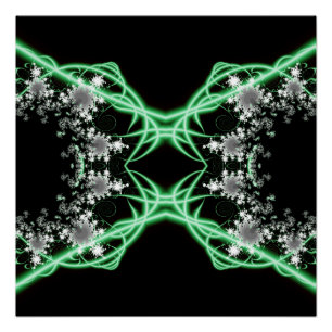 Poster Confusion   Art fractal vert et blanc