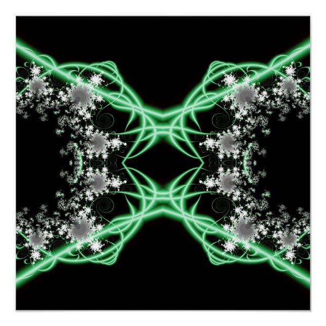 Poster Confusion | Art fractal vert et blanc (Devant)