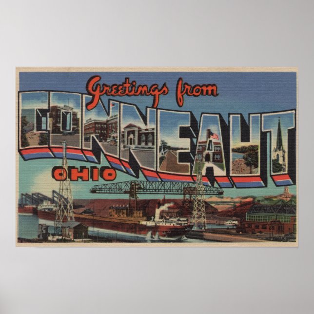 Poster Conneaut, Ohio - Scènes de grandes lettres (Devant)