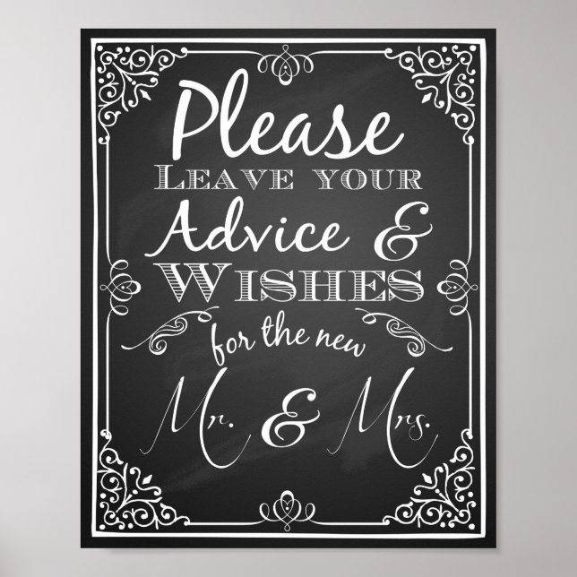 Poster Conseils pour le panneau de mariage et vœux de bon (Devant)