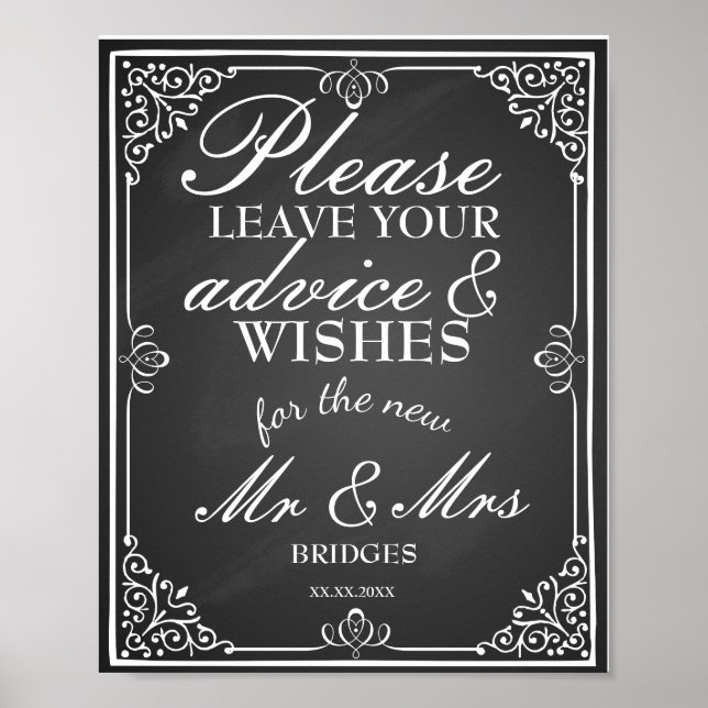 Poster Conseils pour le panneau de mariage et vœux de bon (Devant)