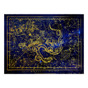 Poster Constellation d'or Draco
