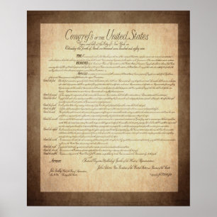 Poster Constitution déclaration des USA des droits