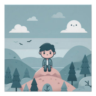 Poster Contemplation sur une colline