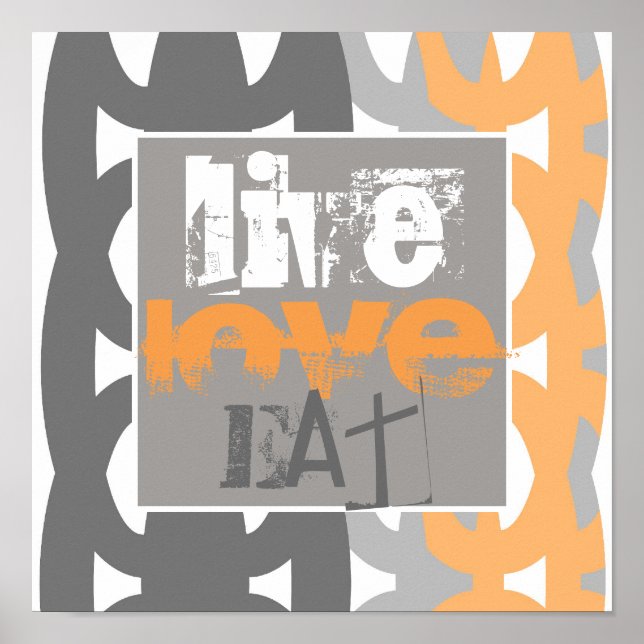 poster contemporain texte live amour manger (Devant)