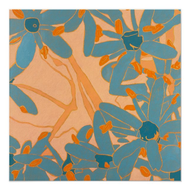 Poster Contemporary Leaf Design in Peach (Devant)