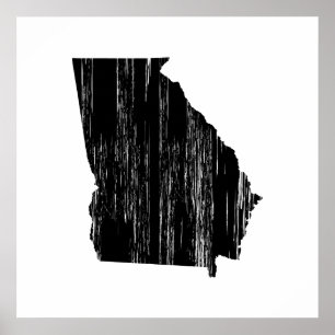 Poster Contour affligé d'état de la Géorgie