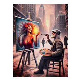 Poster Contraste des mondes - La vision du peintre