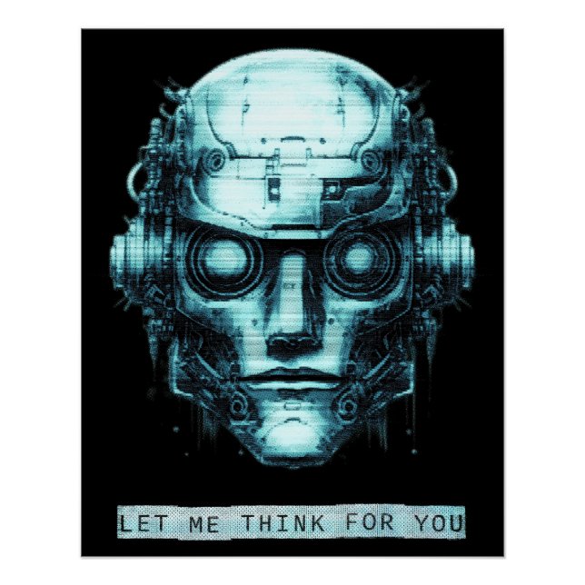 Poster Contrôle de l'esprit Cyberpunk Robot Blue Grunge (Devant)