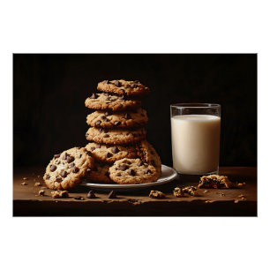 Poster Cookies de chips au chocolat et peinture au lait