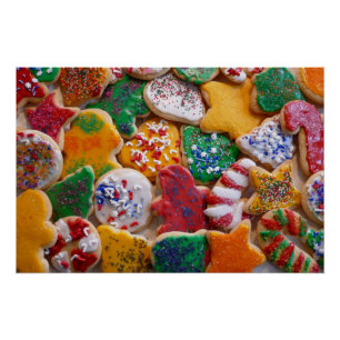 Poster Cookies de Noël Je Cuisine de vacances colorée