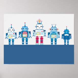 Poster cool Blue and Red Robots