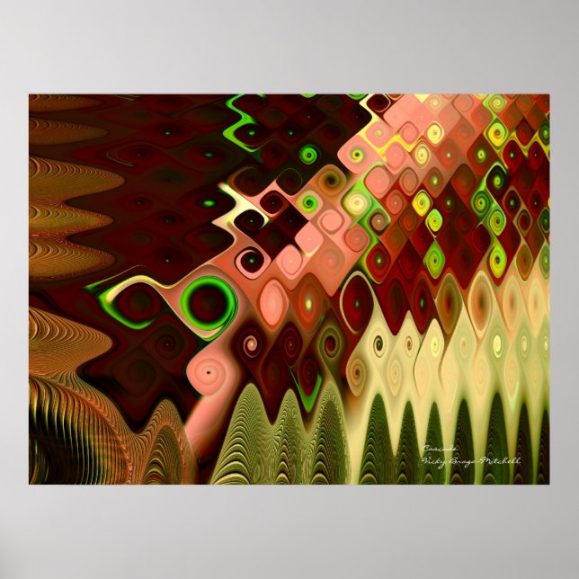 Poster Cool Cascade Art Abstrait Fractal (Devant)