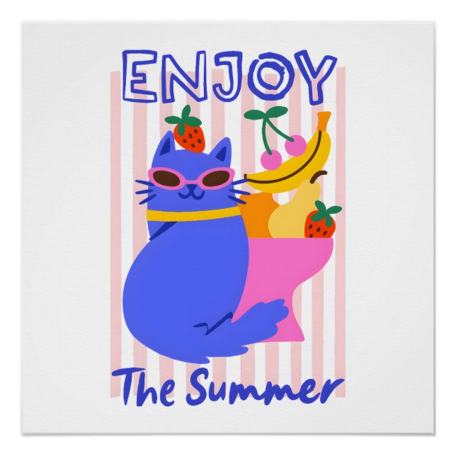 Poster Cool Cat Enjoying the Summer (Devant)