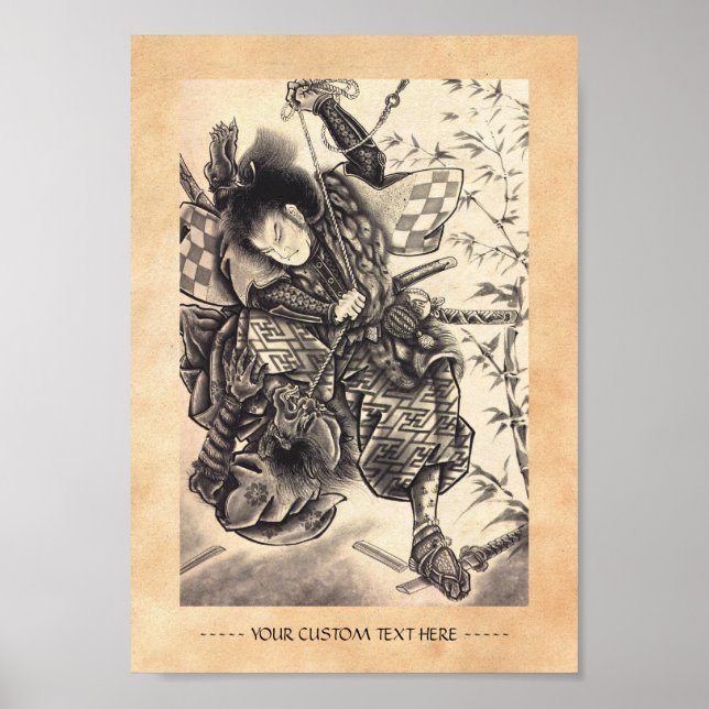 Poster Cool classic vintage japanese demon tattoo (Devant)