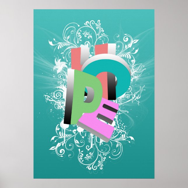 Poster Cool génial Hope mot trois dimensions effet (Devant)