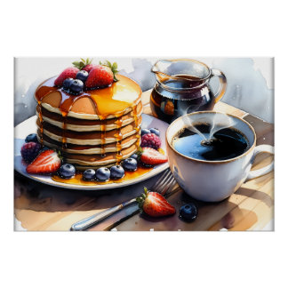 Poster Cool gourmets petits-déjeuners crêpes