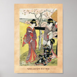 Poster Cool oriental japonais classique geisha lady art