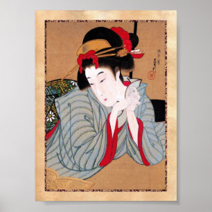 Poster Cool oriental japonais classique geisha lady art