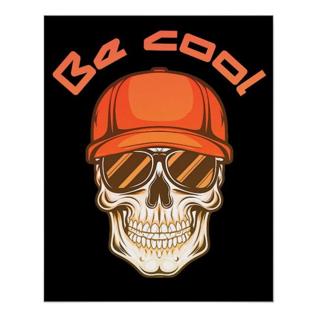 Poster Cool Skull with Cap and Sunglasses (Devant)
