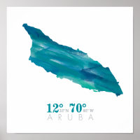 Coordonnées de la carte d'Aruba Bleu aquatique Aqu