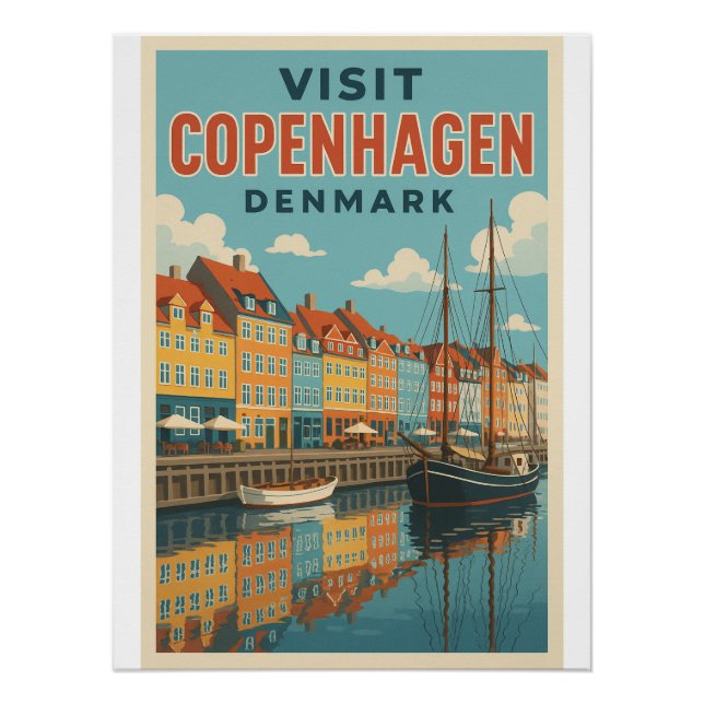 Poster Copenhague Colorful Nyhavn, Danemark (Devant)