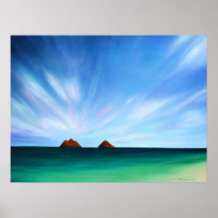 Poster Copie d'affiche d'art d'océan d'îles d'Hawaï