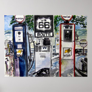 Poster copie d'art de route de l'itinéraire 66