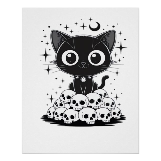 Poster Copie de crânes de chats créatifs gothiques chats  (Devant)