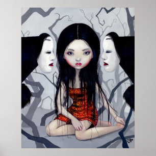 Poster Copie japonaise gothique d'art d'horreur de