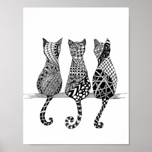 Posters Affiches Toiles Chat Noir Et Blanc Zazzle Fr