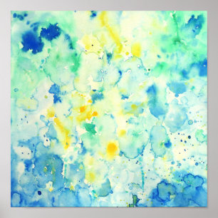 Poster Copie verte abstraite d'aquarelle