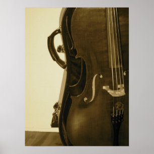 Poster Copie verticale de violoncelle de sépia