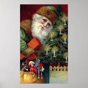 Poster Copie vintage d'affiche de Noël du père noël