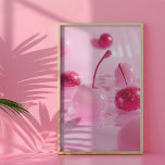 Poster Coquette Cerise Rose<br><div class="desc">Élever votre espace avec cette affiche onirique de style coquette, avec de succulentes cerises roses piquées dans des teintes brillantes et sucrées. Parfait pour ajouter une touche de charme flirtant et d'élégance ludique à votre chambre, ce morceau mêle des ambiances rétro à une esthétique moderne, ce qui en fait une...</div>