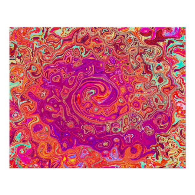 Poster Corail Abstrait rétro et spirale de marbre pourpre (Devant)