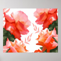 Poster Coral Orange Rose Flower 20" x 16"